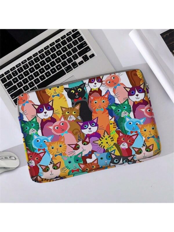 Cartoon Cat Print Laptop Handbag