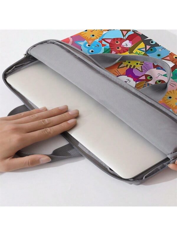 Cartoon Cat Print Laptop Handbag