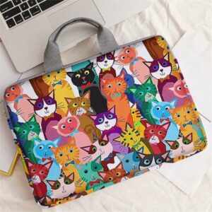 Cartoon Cat Print Laptop Handbag