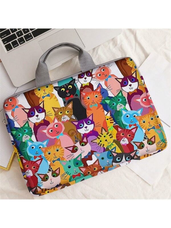 Cartoon Cat Print Laptop Handbag