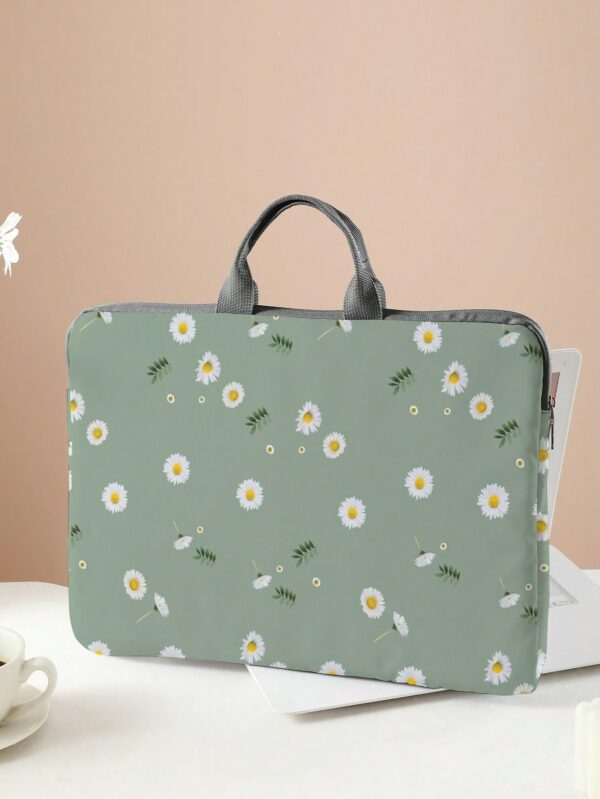 Floral Print Laptop Handbag with Zipper Lightweight Fabric for Men Women