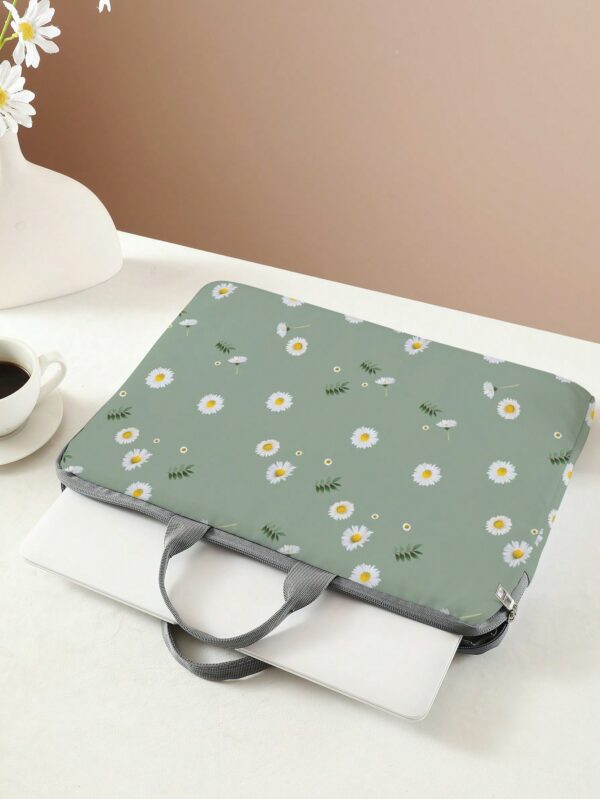Floral Print Laptop Handbag with Zipper Lightweight Fabric for Men Women