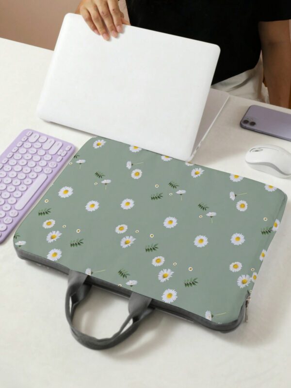 Floral Print Laptop Handbag with Zipper Lightweight Fabric for Men Women