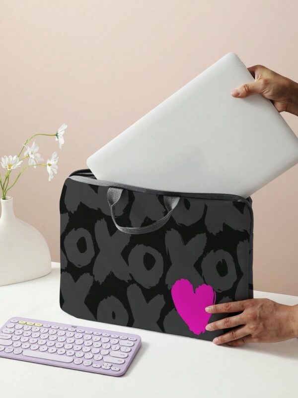 Heart Laptop Bag Foldable High Capacity Zipper Handbag for School