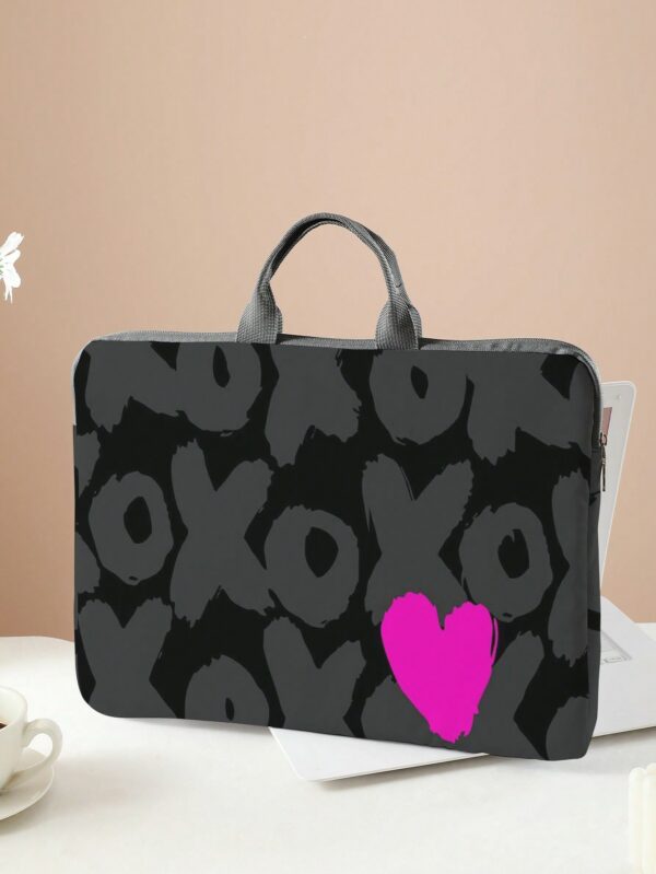 Heart Laptop Bag Foldable High Capacity Zipper Handbag for School