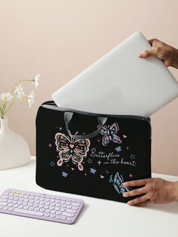 Butterfly Print Laptop Handbag Computer Bag for Men and Women