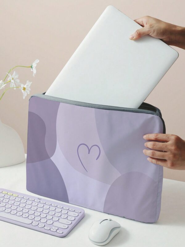 Purple Love Pattern Laptop Bag Soft Zipper Sleeve for School
