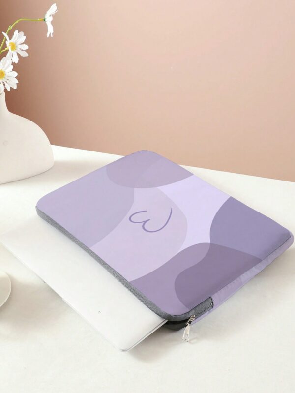 Purple Love Pattern Laptop Bag Soft Zipper Sleeve for School