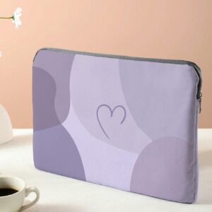 Purple Love Pattern Laptop Bag Soft Zipper Sleeve for School