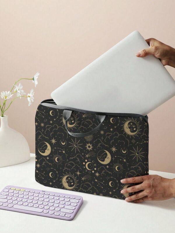Galaxy Star and Moon Laptop Handbag with Zipper Lightweight Fabric for Work