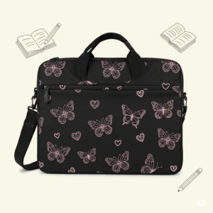 Butterfly & Heart Laptop Bag – An Elegant Gift for Her School Days