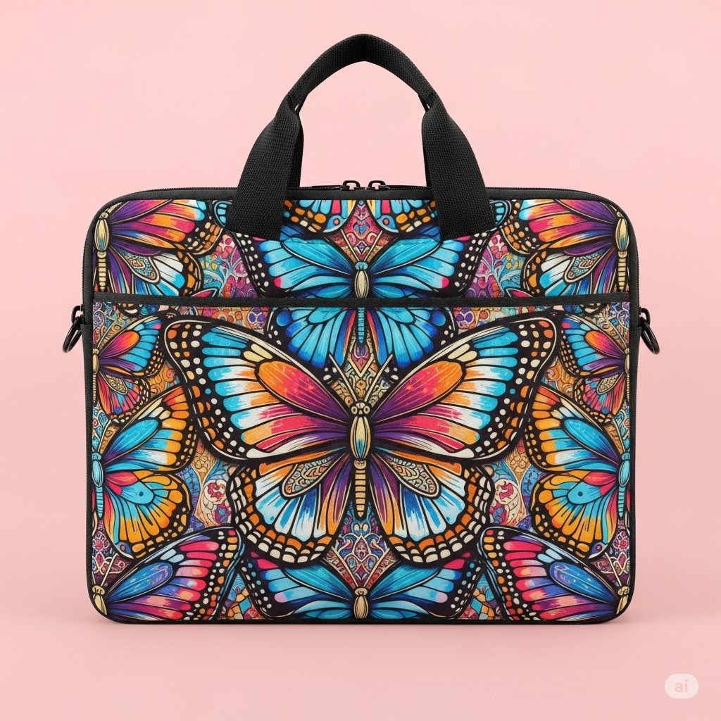 Butterfly Print Laptop Handbag for Men and Women – A Unique Choice for All