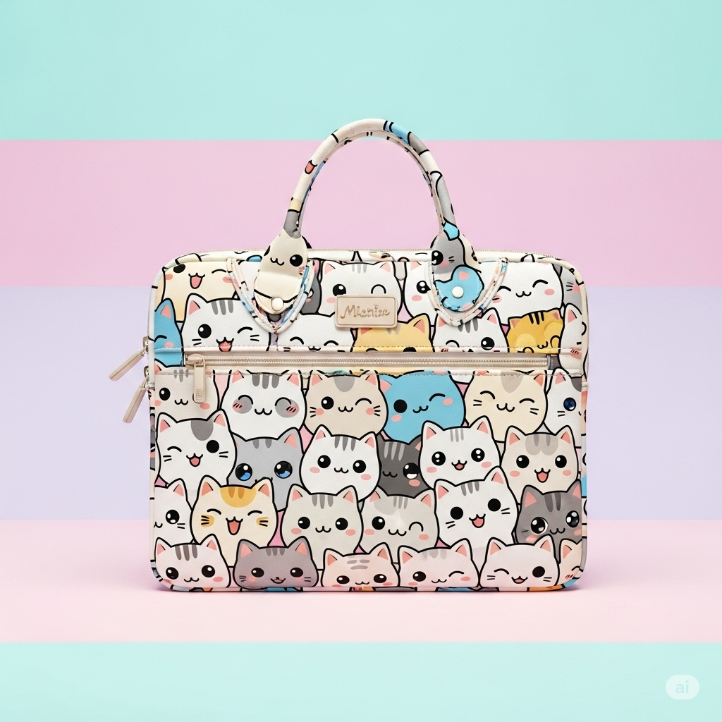 Cartoon Cat Laptop Handbag – For the Ultimate Cat Lover Team