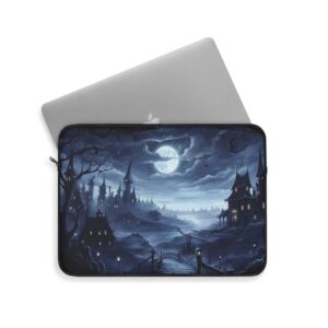 Whimsical Gothic Town – Whimsigoth Laptop Sleeve, Gothic Tablet Case, Computer Bag