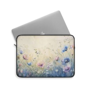 Cute Pastel Watercolor Wildflowers Laptop Sleeve, Flower iPad Sleeve, Floral Tablet Case
