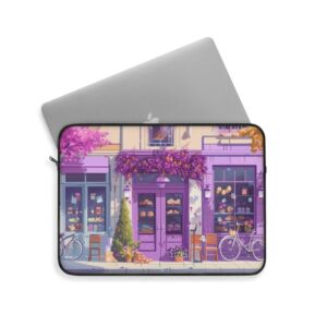 Cute Purple Aesthetic Anime Bakery Laptop Sleeve, Cute iPad Sleeve, Computer Tote Bag