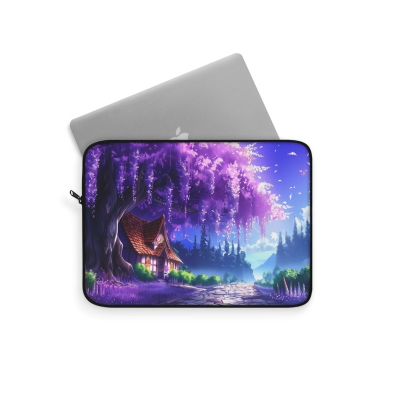 Anime Inspired Purple Wisteria Dreamy Cottage iPad or Tablet or Laptop Sleeve Anime Inspired Purple Wisteria Dreamy Cottage iPad or Tablet or Laptop Sleeve