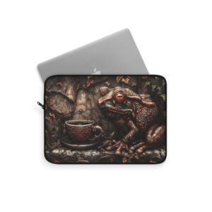 Gothic Frog and Coffee Cup iPad Sleeve, Goth Tablet Case, Gothic Laptop Sleeve