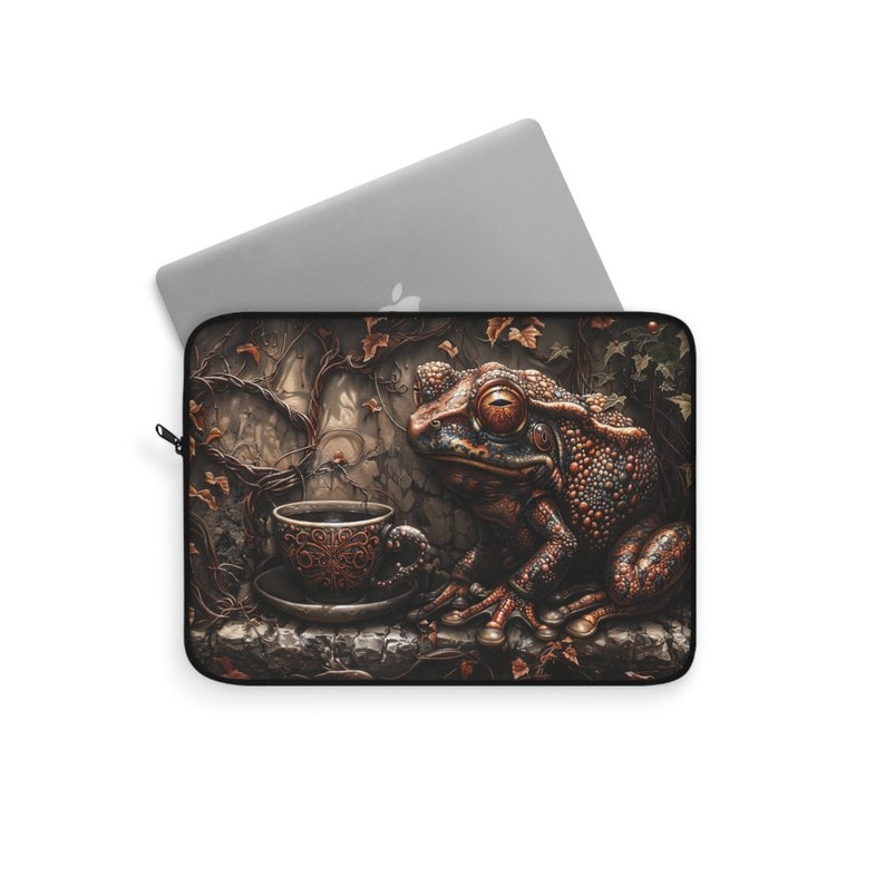 Gothic Frog and Coffee Cup iPad Sleeve, Goth Tablet Case, Gothic Laptop Sleeve Gothic Frog and Coffee Cup iPad Sleeve, Goth Tablet Case, Gothic Laptop Sleeve