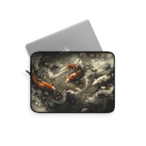Dark Koi Fantasy Japanese Laptop Sleeve, Cute Goth Style iPad Cover