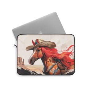 Anime Inspired Western Horse and Cowboy Hat Cute Laptop Sleeve, Western iPad Case