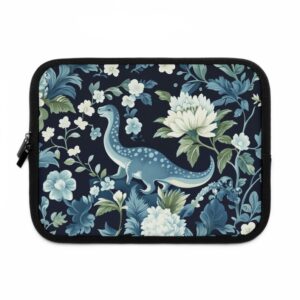 Floral Dinosaur Laptop Sleeve – Cute Design for Kids, Teens, Nature Lovers, Everyday Use, Birthday, Back to School, Gift